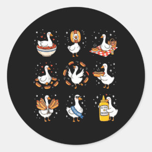 Funny Silly Goose Foodie Hotdog Lover BBQ Classic Round Sticker