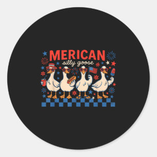 Funny Silly Goose, Matching Family Friends Indepen Classic Round Sticker