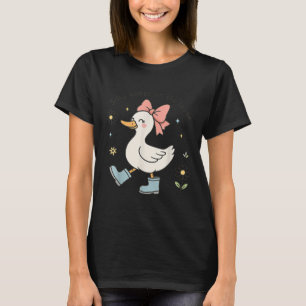 Funny Silly Goose On The Loose Cute Bow Rain Boots T-Shirt