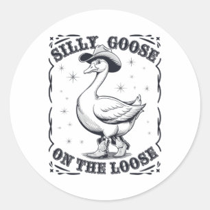 Funny Silly Goose Teacher Club Animal Lover Groovy Classic Round Sticker