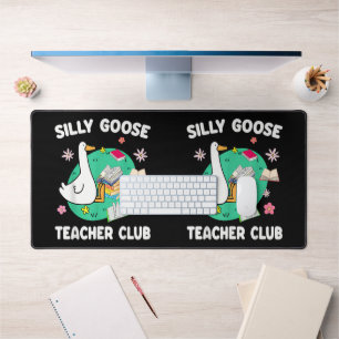 Funny Silly Goose Teacher Club Animal Lover Groovy Desk Mat