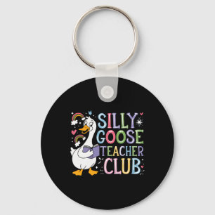 Funny Silly Goose Teacher Club Animal Lover Groovy Key Ring