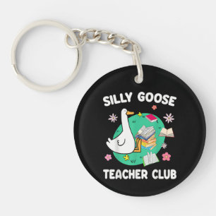 Funny Silly Goose Teacher Club Animal Lover Groovy Key Ring