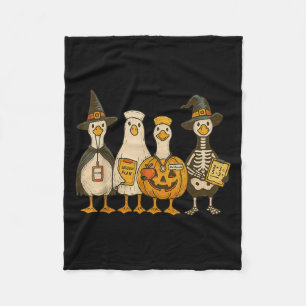 Funny Silly Goose Teacher Halloween Trick Or Teach Fleece Blanket