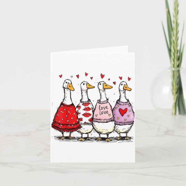 Funny Silly Goose Valentine Trendy Valentine's Day Card (Front)