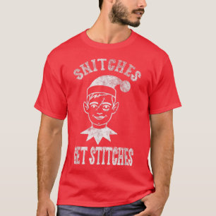 Funny Silly Kids Christmas Snitches Get Stitches K T-Shirt