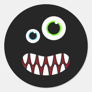 Funny Silly Monster Face Costume Birthday Party Ha Classic Round Sticker