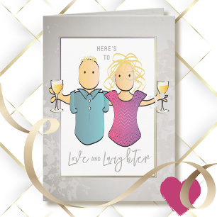 Funny Silver Anniversary Husband Wife Cartoon Card