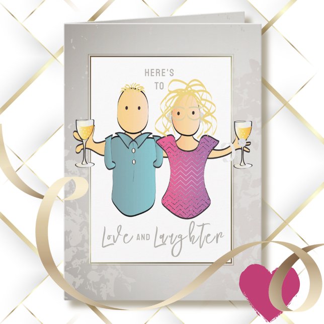 Funny Silver Anniversary Husband Wife Cartoon Card (Creator Uploaded)