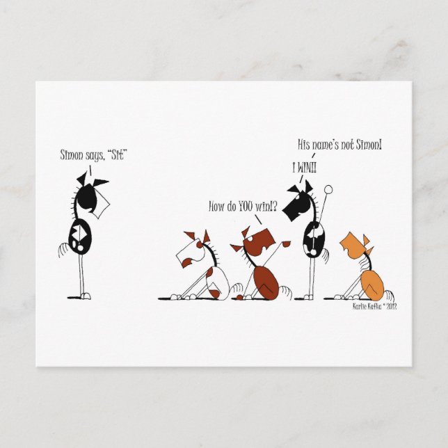 Funny Simon Says Cartoon Postcard (Front)