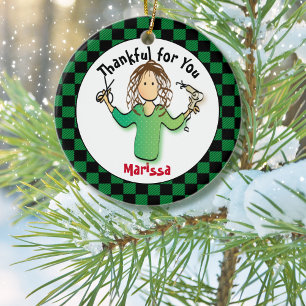 Funny Simple Custom Hairstylist Gift Idea Ceramic Ornament