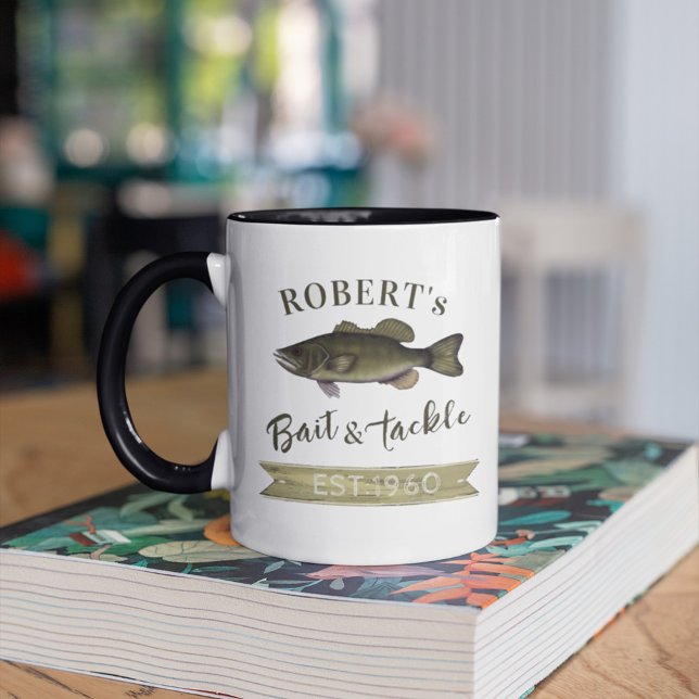 Funny Simple Fisherman Bait and Tackle Sign Fish Mug (Creator Uploaded)