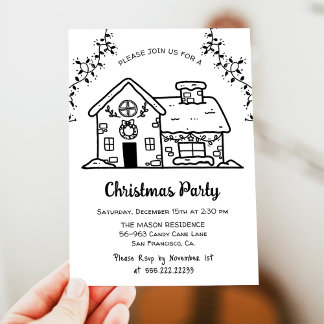 Funny Simple Gingerbread House Christmas Party Invitation