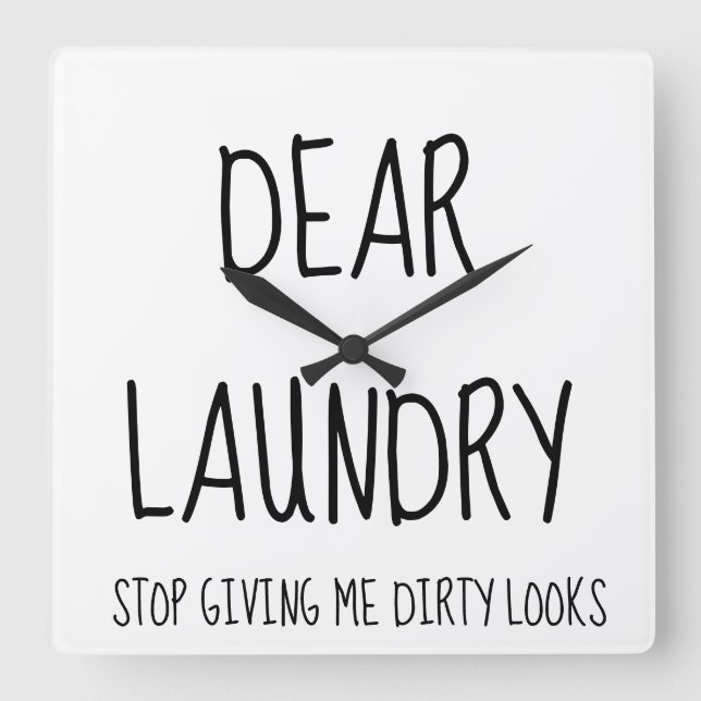 Funny Simple Laundry Room  Square Wall Clock (Front)