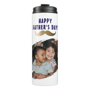 Funny Simple Moustache Happy Father's Day Photo Thermal Tumbler