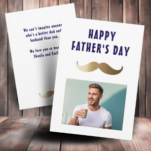 Funny Simple Mustache Happy Father's Day Photo Card