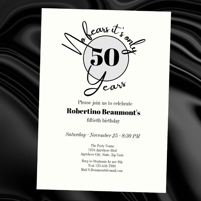 Funny Simple No Fears 50th birthday party   Invitation (Creator Uploaded)