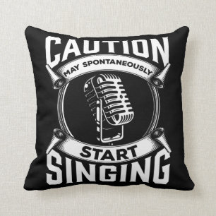 Funny Singer Quote Microphone Singing Musician Cushion