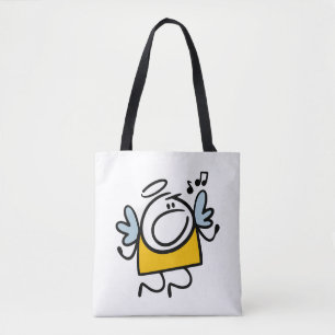 Funny singing angel tote bag