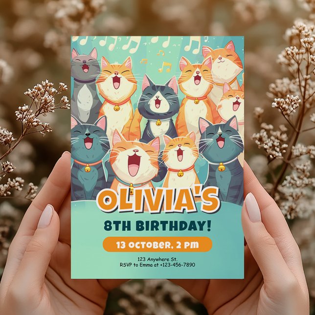 Funny Singing Cats Birthday Design Invitation (Creator Uploaded)