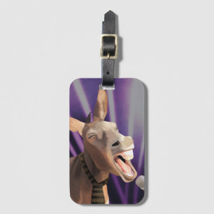 Funny Singing Donkey Farm Animal Purple Background Luggage Tag