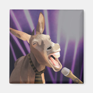 Funny Singing Donkey Farm Animal Purple Background Magnet