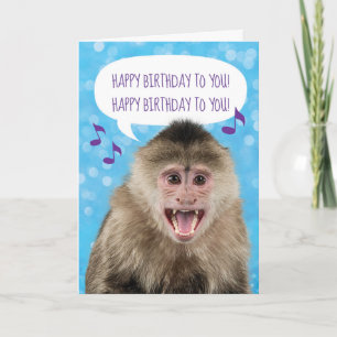 Funny Singing Monkey Custom Birthday Card