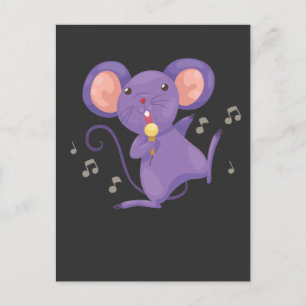 Funny singing Mouse Lover Microphone Singer Postcard