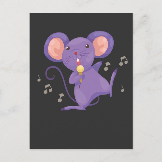 Funny singing Mouse Lover Microphone Singer Postcard (Front)