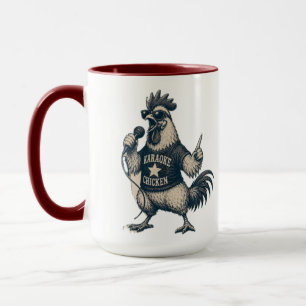 Funny Singing Rooster Vintage Music Illustration Mug