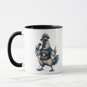 Funny Singing Rooster Vintage Music Illustration Mug