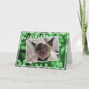 Funny Singing Siamese Kitten Photo Christmas Holiday Card