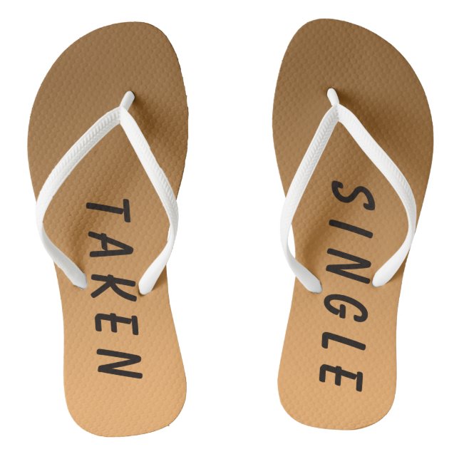 Funny Single Taken Sign Golden Thongs (Footbed)