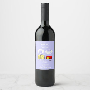 Funny Singles Party Cheese Cartoon Wine Label
