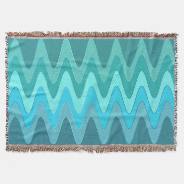 Funny Sinus Waves Ocean blue + your idea Throw Blanket (Front)