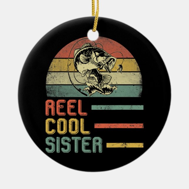 Funny Sister Fisherwoman Mum Mama Father's Day Ceramic Ornament (Front)