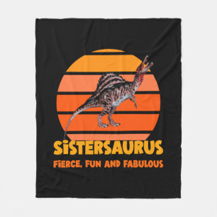Funny Sistersaurus Dino Sister Humour Design Fleece Blanket