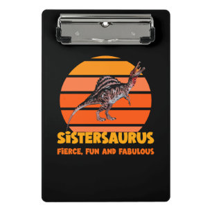 Funny Sistersaurus Dino Sister Humour Design Mini Clipboard