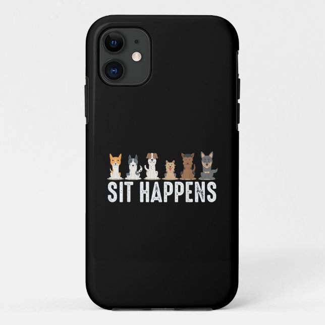 Funny Sit Happens Cool Sitting Dogs Case-Mate iPhone Case (Back)