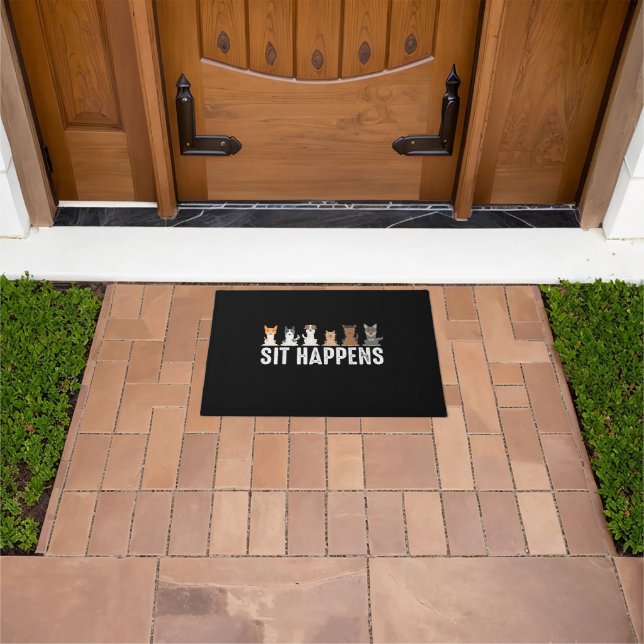 Funny Sit Happens Cool Sitting Dogs Doormat (Outdoor)