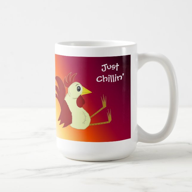 Funny Sitting Rooster Just Chillin' Coffee Mug (Right)