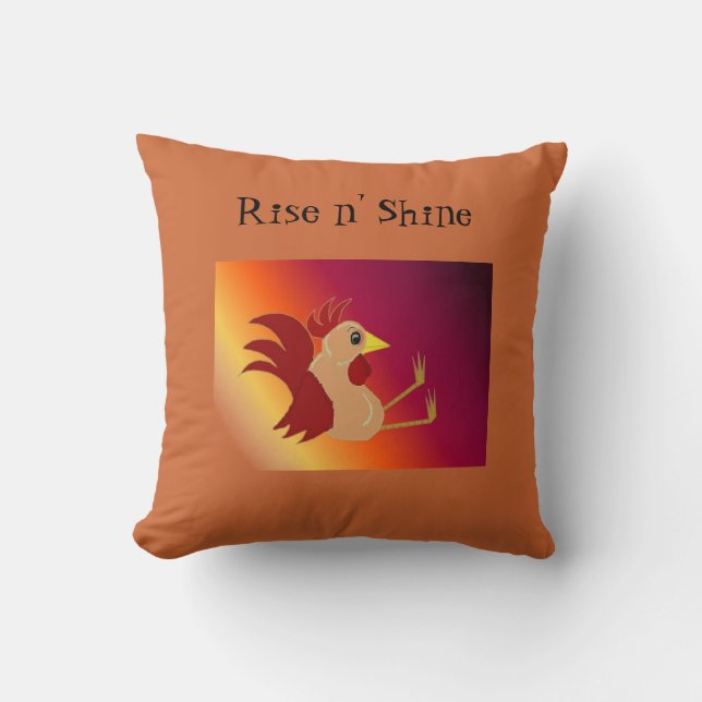 Funny Sitting Rooster - Rise and Shine Cushion (Front)