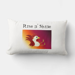 Funny Sitting Rooster Rise and Shine Lumbar Cushion