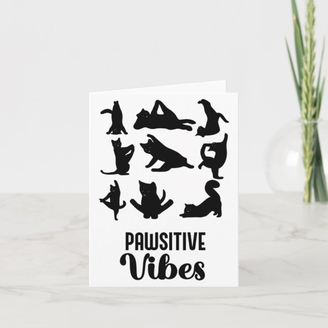 Funny Six Cats Yoga Sitions  Card (Front)