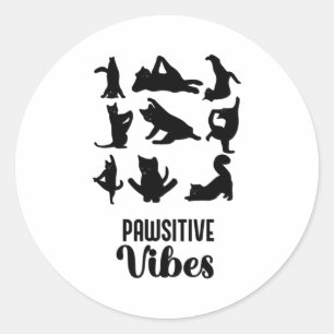Funny Six Cats Yoga Sitions  Classic Round Sticker