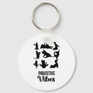 Funny Six Cats Yoga Sitions  Key Ring