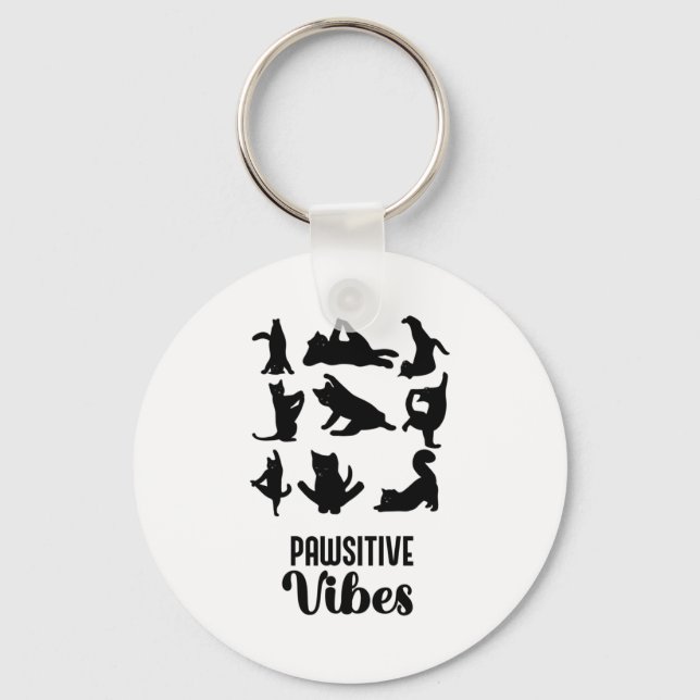 Funny Six Cats Yoga Sitions  Key Ring (Front)