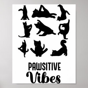 Funny Six Cats Yoga Sitions  Poster