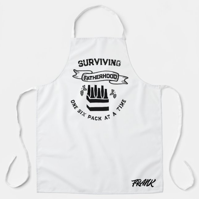 Funny Six Pack Beer Lovers Gift, Fatherhood Humour Apron (Front)