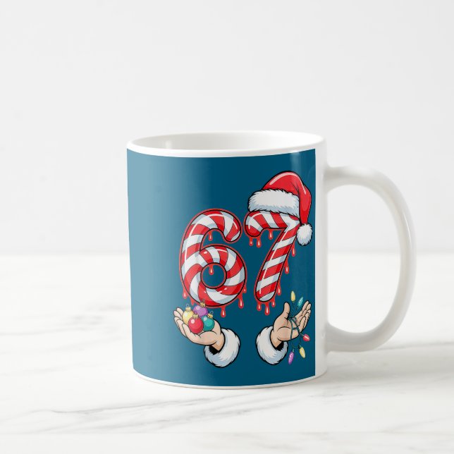 Funny Six Seven 67 Christmas Candy Cane Festive Ho Coffee Mug (Right)